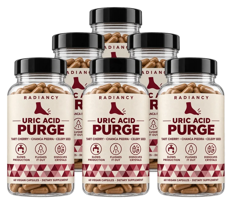 Bottles of Radiancy Uric Acid Purge