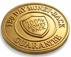 180-day money-back guarantee seal